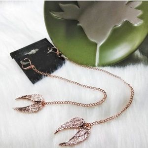 Rose gold dipped angel wing boho earrings